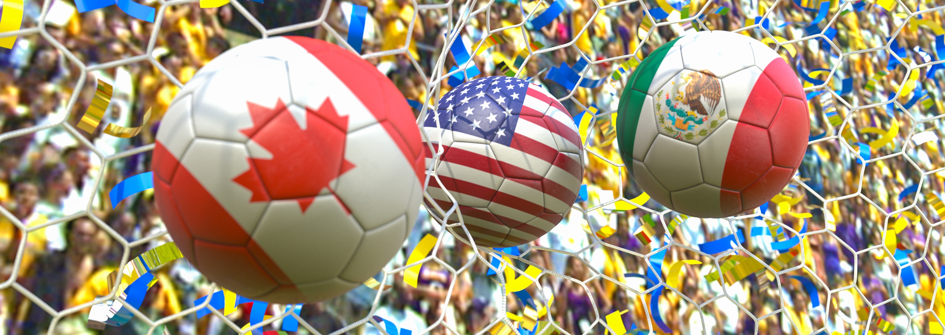 Bild som illustrerar fotbolls-VM 2026 i USA, Mexiko och Kanada