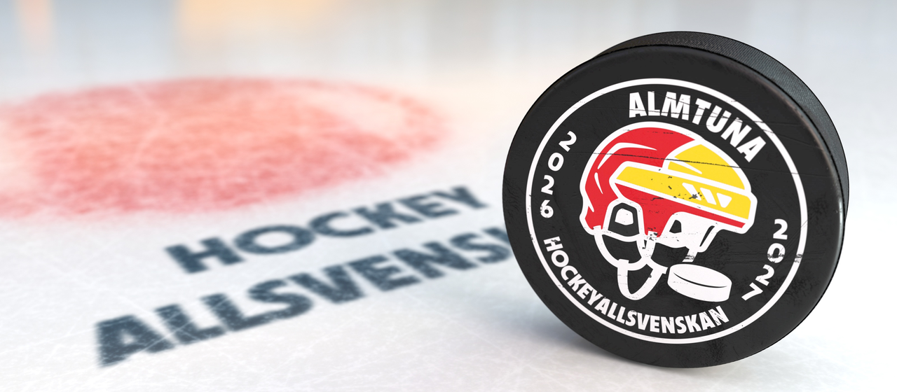 Bild på puck med Almtunas logga