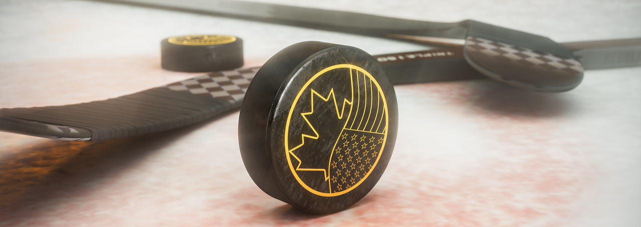 Puck och klubbor som illustrerar NHL