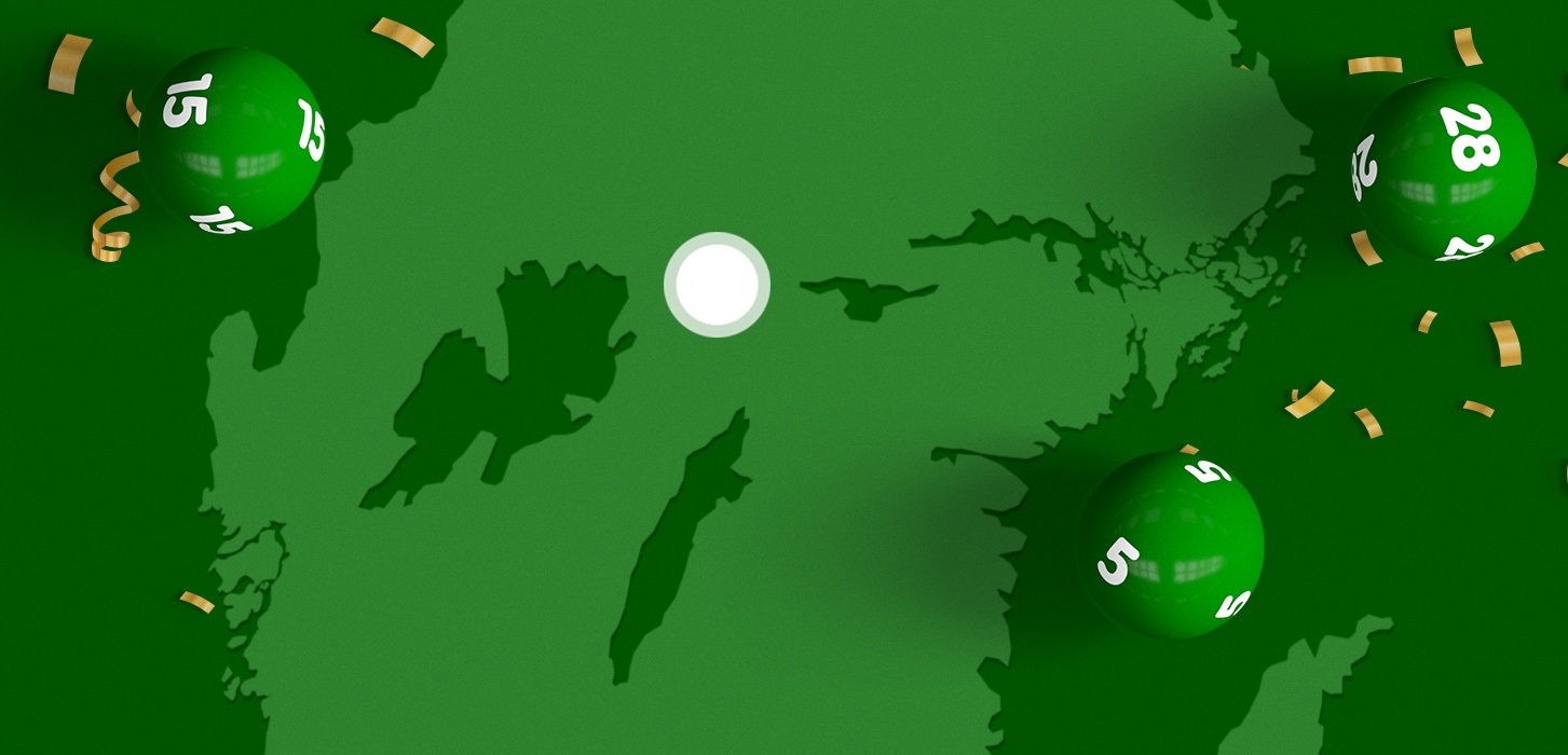 Grön Sverigekarta med Karlskoga markerat och gröna Lottobollar