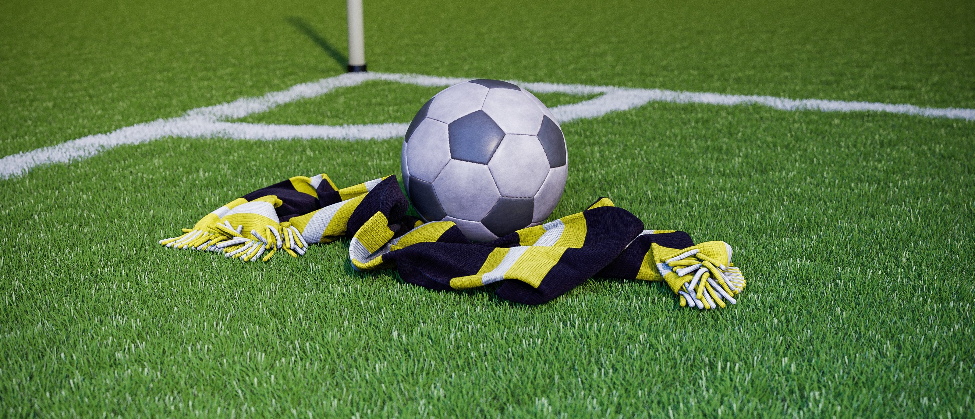 Svartgul halsduk med en fotboll