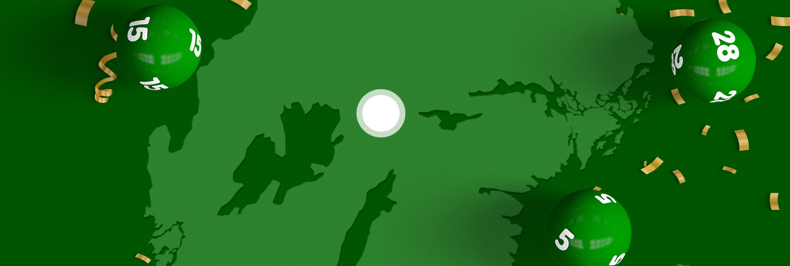 Grön Sverigekarta med Karlskoga markerat och gröna Lottobollar