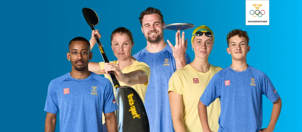 Bild på fem av Sveriges deltagare i OS i Paris 2024
