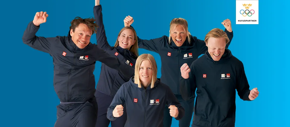 Bild på fem av Sveriges OS-deltagare i Peking 2022