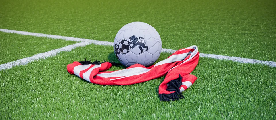 Bild på en fotboll och en supporterhalsduk med Premier League-laget Sheffield Uniteds färger