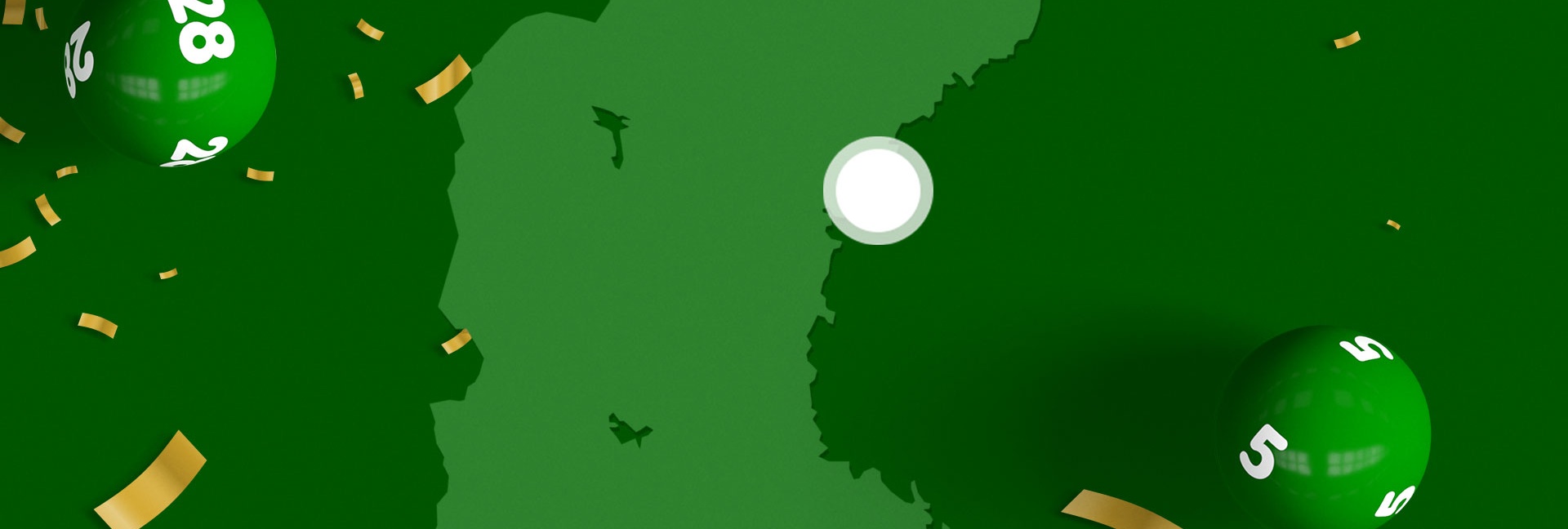 Bild med gröna lottobollar och konfetti mot en mörkgrön bakgrund representerar Lotto-vinst.