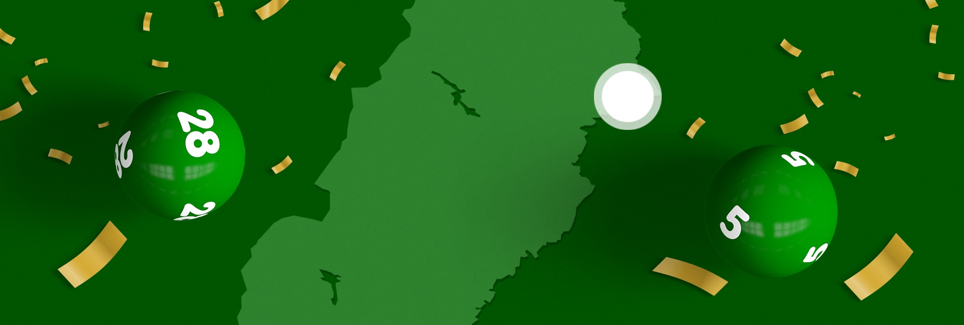 Gröna lottobollar och konfetti framför en karta över Kalix på en mörkgrön bakgrund.