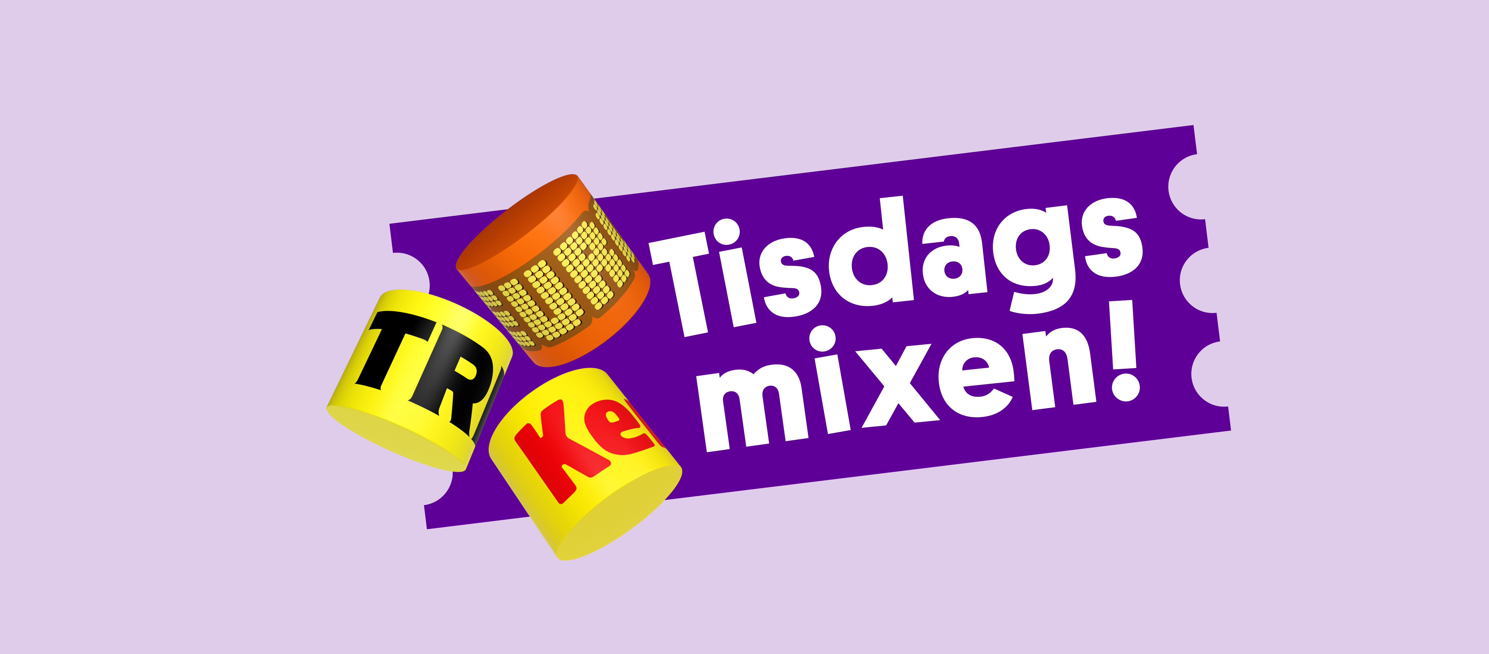 Bild med texten 'Tisdagsmixen!' och symboler för Triss och Keno på lila bakgrund.
